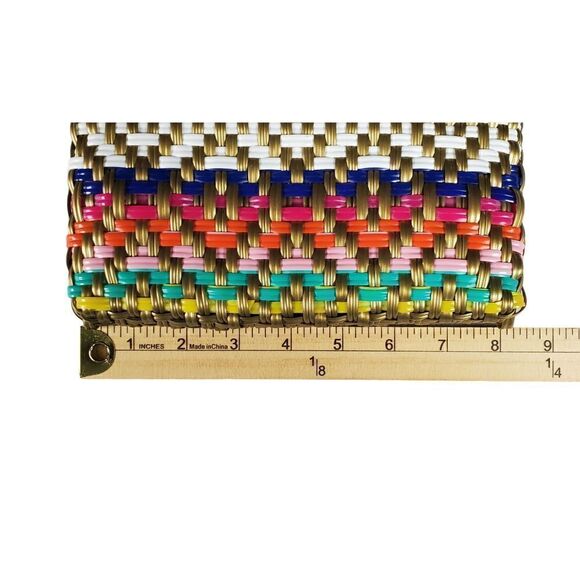 Maria Victoria Sweet Carlota Wristlet Diamond Pattern Gold Colorful Artsy Boho - Picture 7 of 9